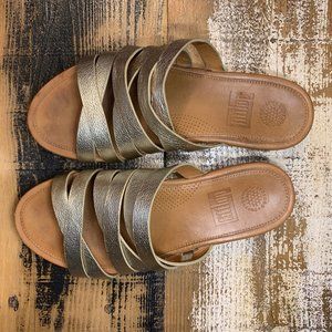 fitflop Lumy Leather Slide Pale Gold US 8
